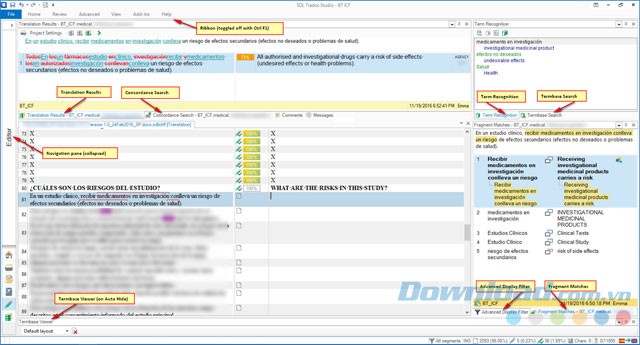 Giao diện SDL Trados Studio 2017