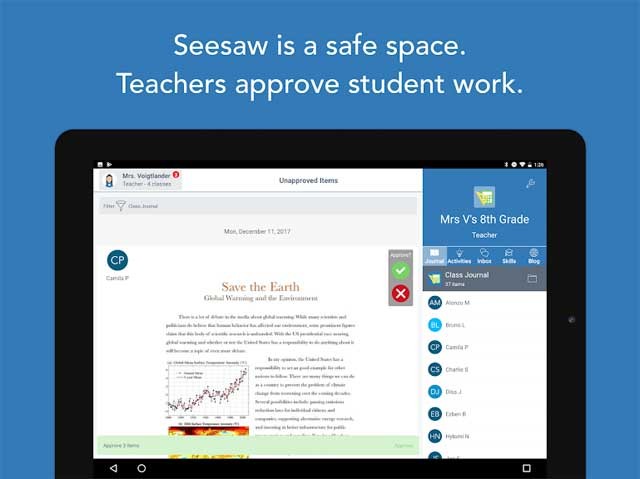 Seesaw giúp giáo viên dễ dàng theo dõi sự tiến bộ của học sinh theo thời gian