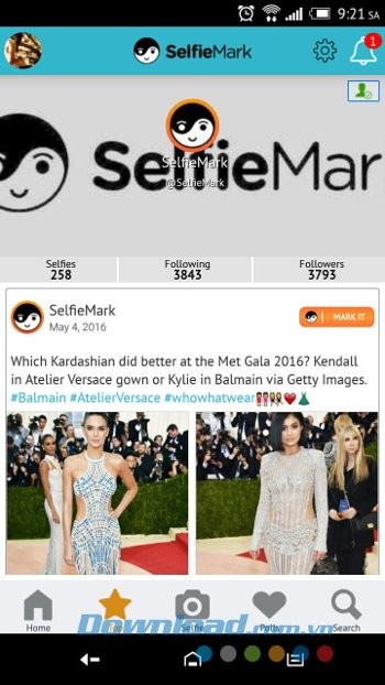 Giao diện ứng dụng SelfieMark