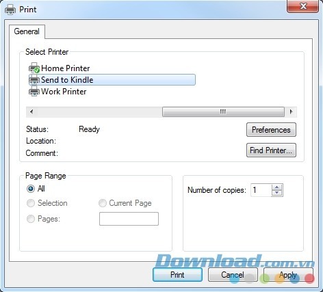 Send to Kindle hỗ trợ in tài liệu