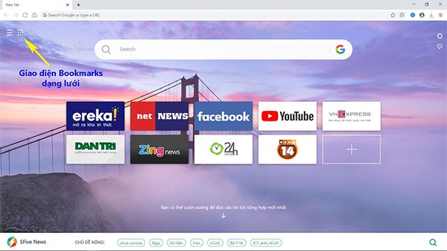 Các ứng dụng được tích hợp sẵn trên trình duyệt SFive Browser cho Linux