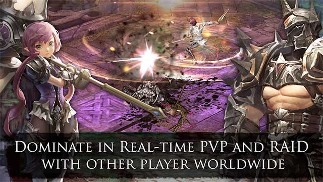 Chiến đấu trong thời gian thực với người chơi khác trong chế độ PvP và Raid