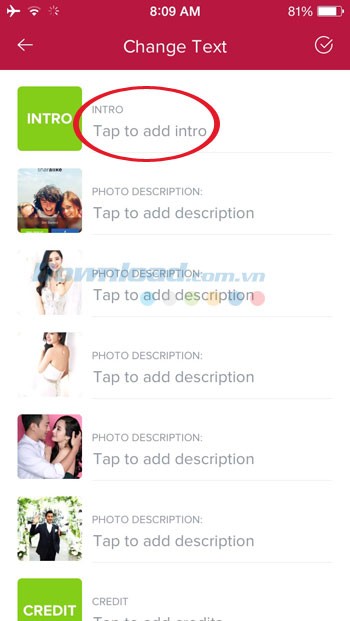 Thêm chú thích ảnh và phần giới thiệu