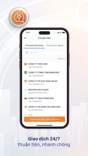 Giao dịch 24/7 thuận tiện