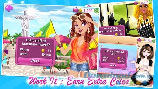 Làm việc để kiếm tiền mua sắm là điểm nổi bật của Shopaholic World: Dress Up cho iOS