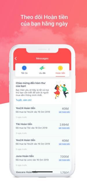 Theo dõi số tiền được hoàn trả hàng ngày