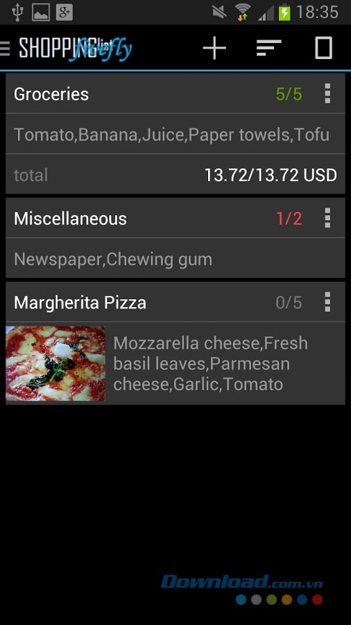 Shopping list for Android