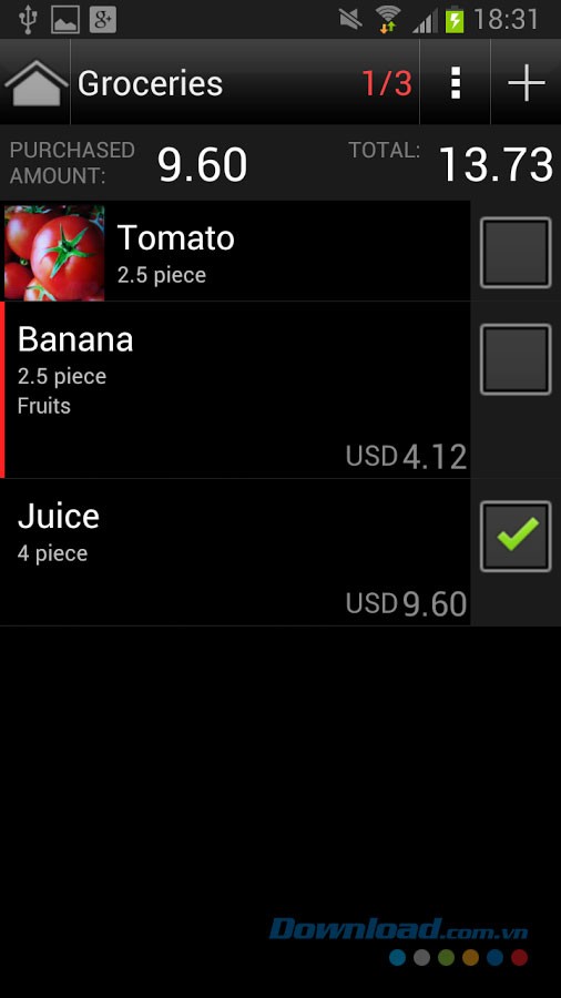 Shopping list for Android