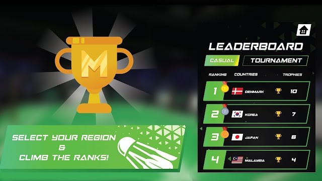 Chọn quốc gia bạn sẽ thi đấu và leo lên bảng xếp hạng