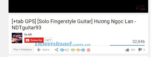 Play in Sideplayer nằm dưới video YouTube