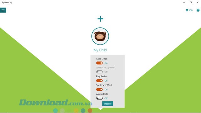 Giao diện ứng dụng Sight and Say trên Windows 10