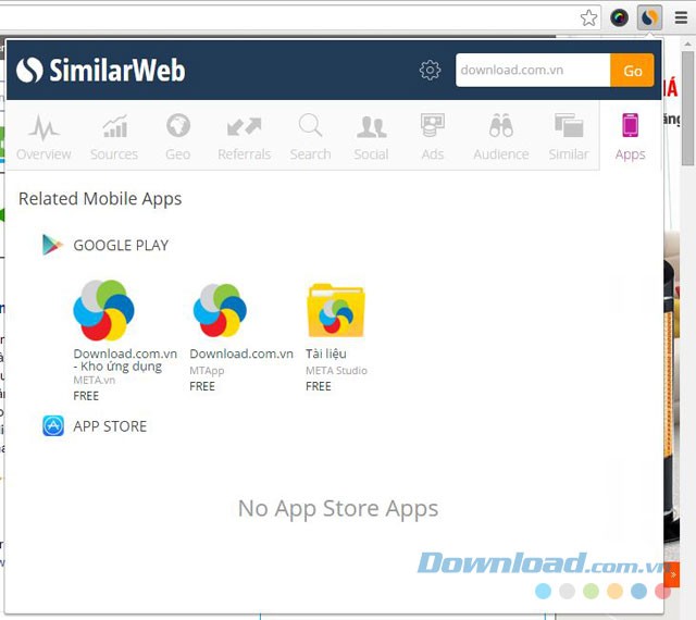 Danh sách ứng dụng mobile của trang