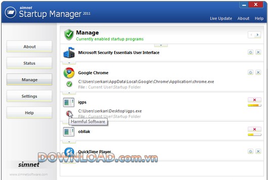 Simnet Startup Manager