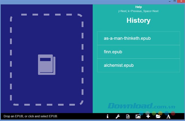 Trang chủ của ứng dụng Simple EPUB Reader