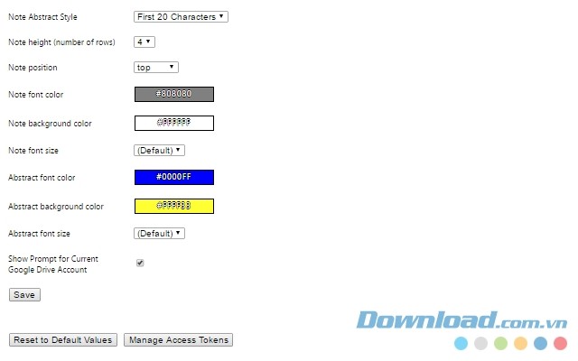 Giao diện tùy chỉnh của tiện ích Simple Gmail Notes cho Chrome và Firefox