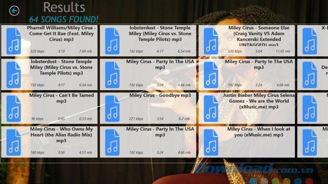 Thông tin bài hát trong kết quả