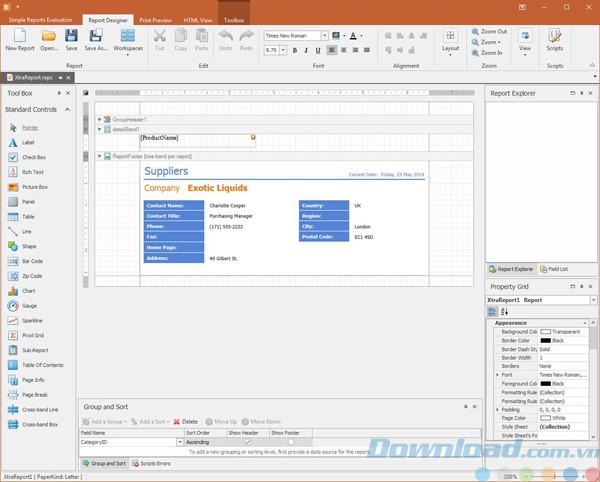 Giao diện của Simple Reports