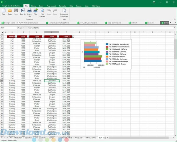 Giao diện của Simple Sheets