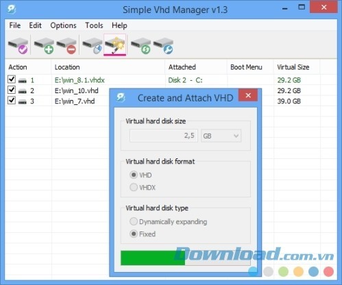 Tạo VHD hoặc VHDX trong hệ thống nhanh gọn nhất có thể