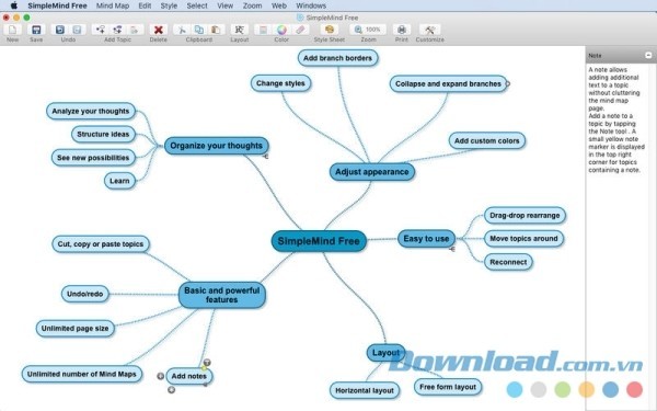 Tạo liên kết giữa các nhánh ý tưởng trong SimpleMind Free cho Mac