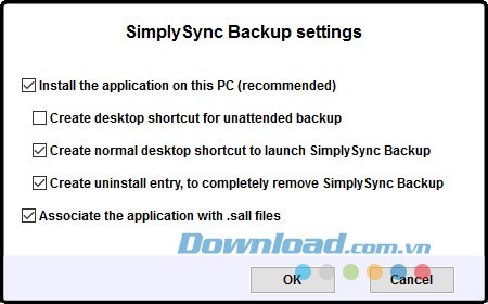 Thiết lập phần mềm sao lưu dữ liệu SimplySync Backup