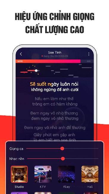 Hiệu ứng chỉnh giọng chất lượng cao.