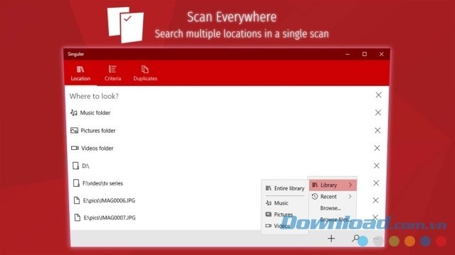 Singuler hỗ trợ quét file tại nhiều vị trí cùng lúc