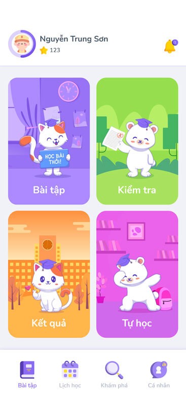 Giao diện chính của SISAP Học sinh