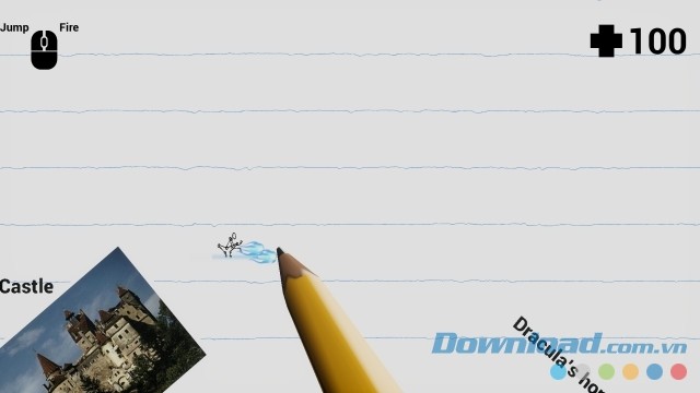 Bắn ra chưởng lực màu xanh trong game người chạy mới Sketch! Run! cho máy tính và Linux