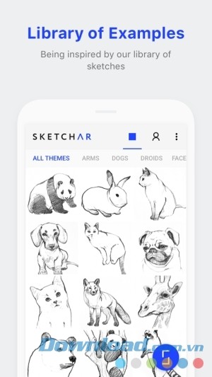 SketchAR cho Android có thư viện hình phong phú