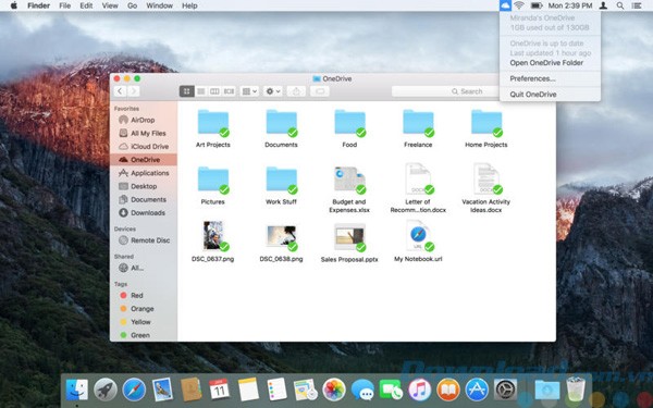 Giao diện của OneDrive cho Mac