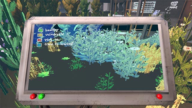 Bảng hướng dẫn trong Sky Farm đưa ra những gợi ý để chăm sóc cây trồng và phát triển khu vườn