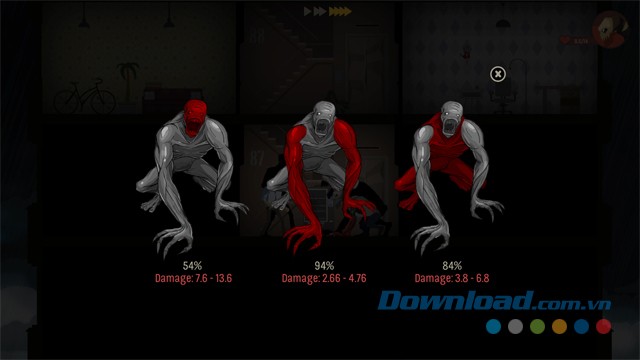 Tỷ lệ phần trăm gây sát thương vào từng bộ phận khác nhau trong game phiêu lưu hành động SKYHILL cho máy tính, Mac và Linux