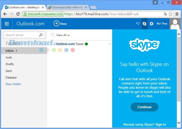 Skype cho Outlook.com