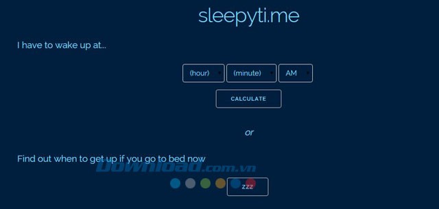 Giao diện ứng dụng Sleepyti.me