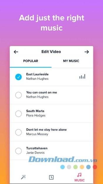 Thêm nhạc từ ứng dụng hoặc từ thư viện điện thoại