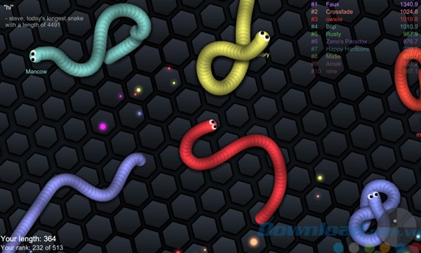 Giao diện game Slither IO