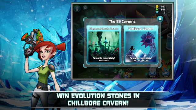 Chiến thắng và có được những viên đá tiến hóa trong hang động