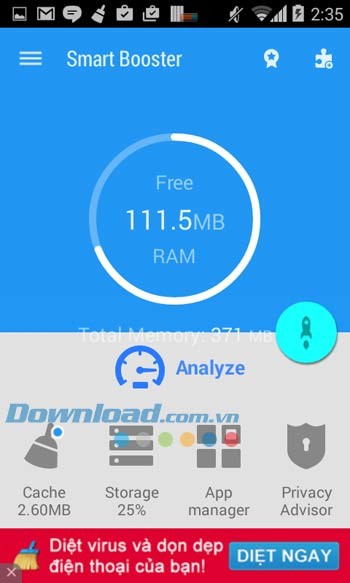 Giao diện ứng dụng Smart Booster - Free Cleaner