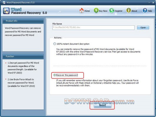 Word Password Recovery