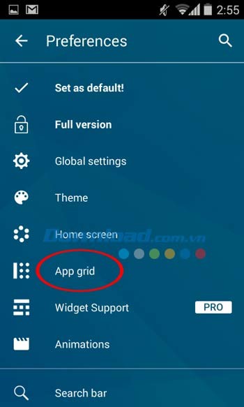 Cài mật khẩu với App Grid trong Smart Launcher 3
