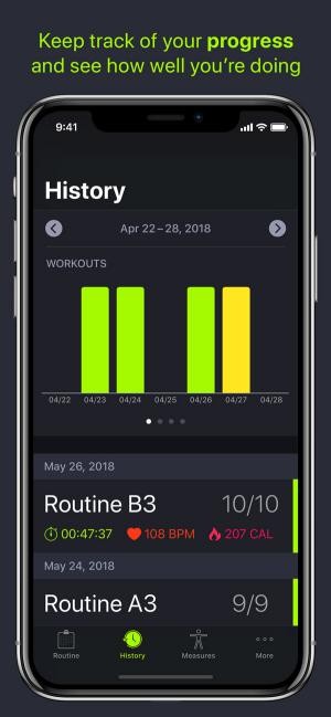 Theo dõi lịch sử tập luyện và tiến độ.