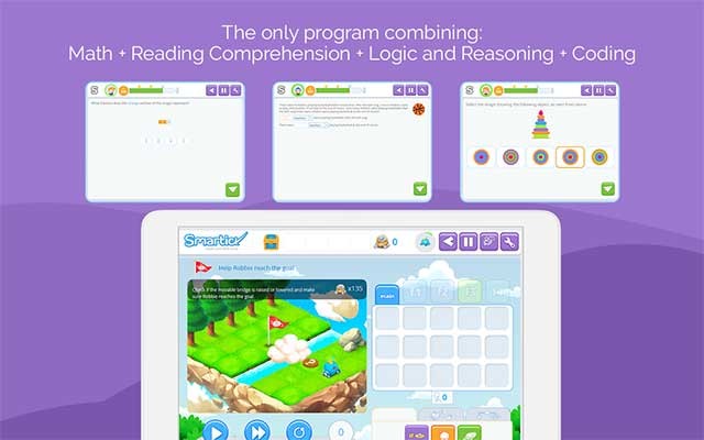 Tùy thuộc vào độ tuổi, Smartick sẽ tự động xác định loại bài tập thích hợp dành cho bé