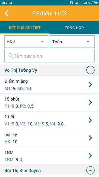 Sổ điểm học sinh