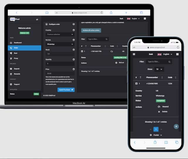 Dashboard của SMSPool được thiết kế để bạn không gặp khó khăn khi sử dụng