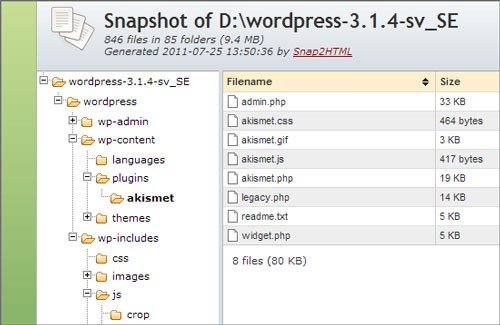 Giao diện đơn giản của Snap2HTML
