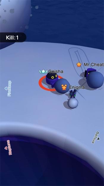Sử dụng quả cầu tuyết để đẩy đối thủ ra khỏi đấu trường