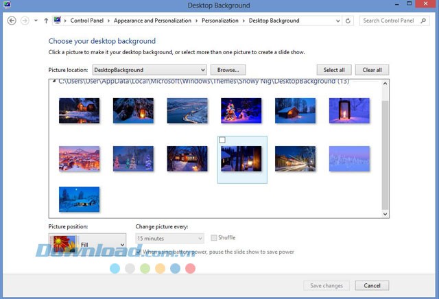 Lựa chọn 1 trong 13 hình nền của Snowy Night Theme