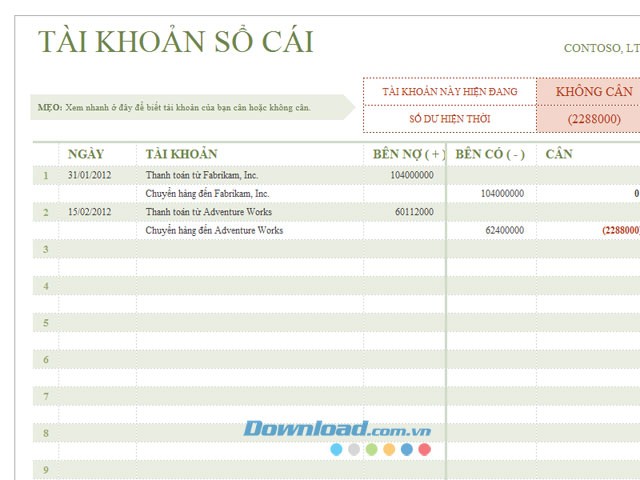 Sổ cái tài khoản chữ T
