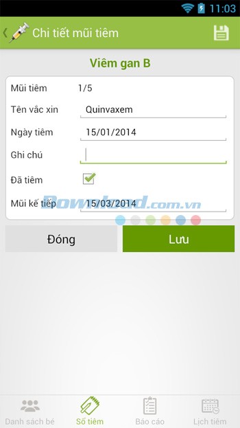 Sổ tiêm chủng cho Android
